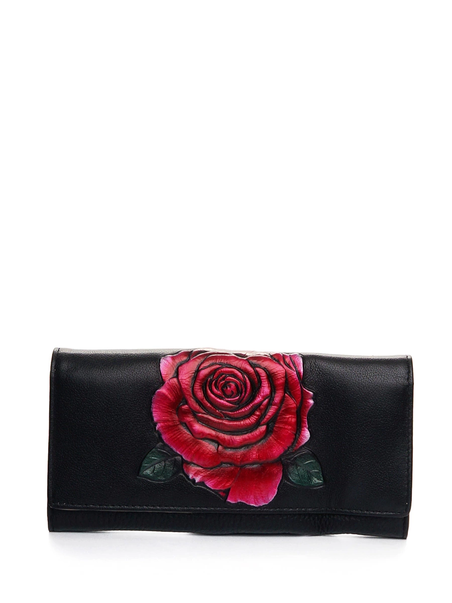 Кожаный кошелек с розой